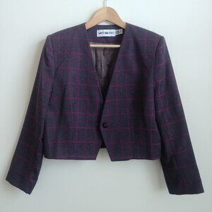Vintage White Stag 100% wool single button blazer jacket grey pink purple 12